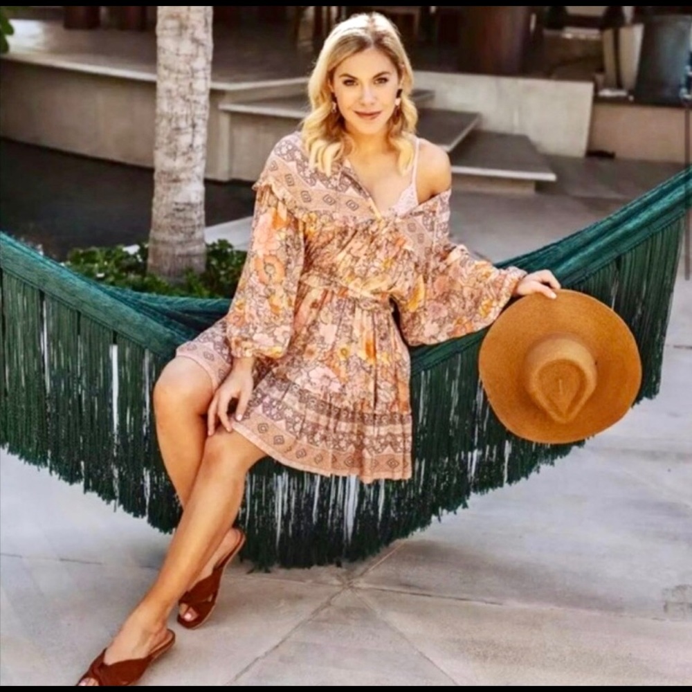 Floral Boho Mini Dress NWT - Picture 3 of 12